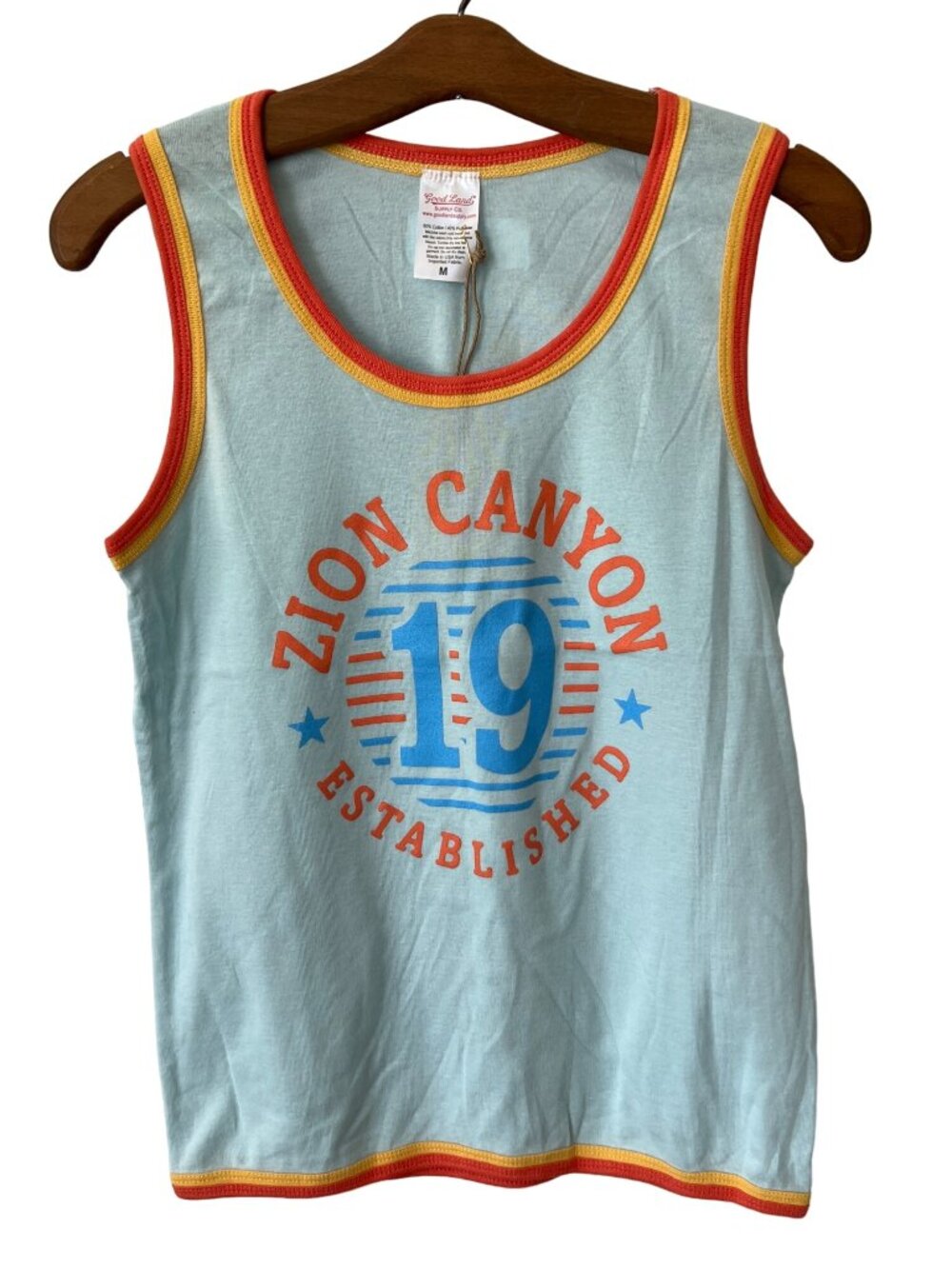 Good Land Supply Co. Tank Top Medium Zion Canyon 19 Light Blue Orange Casual NEW